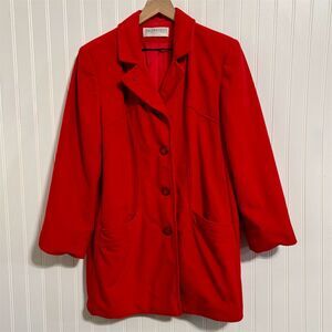 VTG 70s 80s KashmiRACLE‎ Coat Wellington Red Car Coat Cashmere Feel M/L Made USA